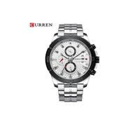 (blanco plateado) Reloj deportivo de acero inoxidable de marca de lujo Curren, cronógrafo para hombre,