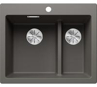 BLANCO PLEON 6 Split, Fregadero de granito de color gris silcán, instalación desde arriba, lavabo principal a la izquierda, para armarios inferiores de 60 cm de ancho, concepto dividido: puente bajado
