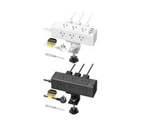 (Blanco) Regletas de enchufes con abrazaderas para escritorio, 6 tomas USB-C, montaje en escritorio,