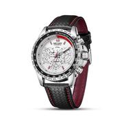 (Blanco) Reloj de pulsera analógico de cuarzo MEGIR para hombre, de marca, resistente al agua, de cuero