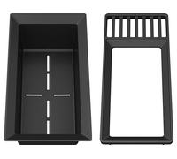 BLANCO Sink Drainer 2 en 1 | plástico negro gris | combinación multifuncional de marco y bandeja de resto con escurridor integrado | uso en todos los fregaderos Silgranit (40 cm de profundidad)