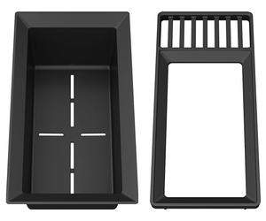 BLANCO Sink Drainer 2 en 1 | plástico negro gris | combinación multifuncional de marco y bandeja de resto con escurridor integrado | uso en todos los fregaderos Silgranit (40 cm de profundidad)