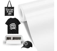 Blanco Smart Iron On for Cricut Joy Xtra, 24 x 200 cm, lámina para plóter textil Smart Heat Transfer Vinilo, Rollo de vinilo flexible para plóter textiles para planchar, sin alfombrilla de corte para