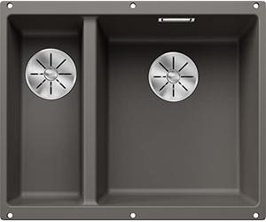 BLANCO SUBLINE 340/160-U Fregadero de granito de color gris silcán, tipo de montaje: bajo encimera, lavabo principal a la derecha, para armarios bajos de 60 cm de ancho, un recorte y solo montado una