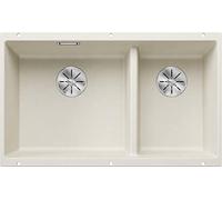 BLANCO SUBLINE 430/270-U Fregadero de granito de granito de color blanco suave, tipo de montaje: bajo encimera, lavabo principal a la izquierda, para armarios inferiores de 80 cm de ancho, un recorte