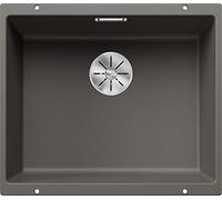 BLANCO SUBLINE 500-U Fregadero de granito de color gris silcán, tipo de montaje: bajo encimera, para armarios inferiores de 60 cm de ancho, forma de lavabo 2 en 1: dos cuencas, un recorte y solo