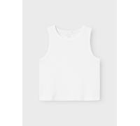 Blanco Tejido De Punto Acanalado Top Cropped