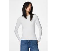 Blanco Top De Manga Larga S