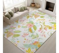 Blanco Verde Alfombras para sala de estar, lavables, antideslizantes 80 x 120 cm, dormitorio cocina comedor alfombra de interior de pelo corto Fresco Elegante Brillante Patrón Paisley Alfombras