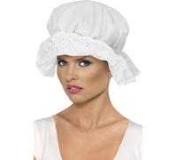 Blanco Victoriano Mopa Gorra Mujer Criada Accesorio de Disfraz