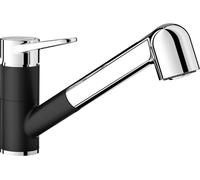 BLANCO WEGA-S II | Grifo de cocina en color negro plateado y cromo | alta presión | con manguera extraíble | válvula antirretorno | cartucho de cerámica | calidad asegurada del agua y ahorro de agua