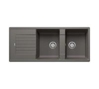 BLANCO ZIA 8 S | Fregadero de granito de SILGRANIT gris volcánico | [116 x 50 x 20,2 cm] | para armarios inferiores de 80 cm de ancho | superficie fácil de limpiar | lavabo grande | reversible