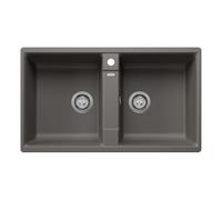 BLANCO ZIA 9 Fregadero de granito de color gris silcán, tipo de montaje: instalación desde arriba, lavabo principal a la izquierda, para armarios inferiores de 90 cm de ancho, lavabo doble fácil de