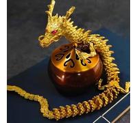 blandinelove Dragón articulado Dorado, Adorno de Estatua de dragón Feng Shui, articulaciones Flexibles, dragón Chino, decoración del hogar, Figura de Escritorio Ejecutivo, atrae Riqueza y Buena