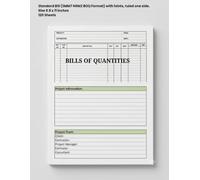 Blank Bill of Quantities, Bill of Materials Sheets - Billing Invoice Book and Accounting Pad, Cost Estimate Forms Detailed Quote: For Construction, ... Feint and Margins - Ruled One Side NRM2 SM