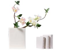 Blank Book Vase, Blank Book Vase for Flowers, Cute Bookshelf Decor, Unique Vases Home Decor for Bookshelf, Dining Table, Office, Home (6.2 * 7.7in)