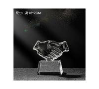 Blank Crystal Trophy: Clear Shaking Hands Sculpture - Teamwork Award - Winner Prize - Desktop Statues for Celebration Decor Kids Party Favors Sport Ga