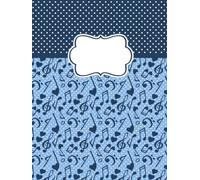 Blank Hardcover Notebook: Music Notes in Blue - 8.25" x 11" with 100 Unlined Pages, School and Office Sketch Draw Write Journal
