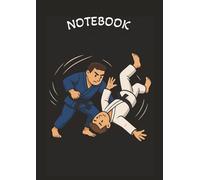 Blank Lined Notebook: 100 page lined notebook with black cover, including a cartoon image of a judo martial arts throw. 8.27 X 11.69 inch (A4)