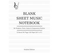 Blank Sheet Music Notebook | 12 Staves Per Page Music Manuscript Paper (8.5" x 11") for Students, Piano, Guitar & Composition Practice: 120 Pages | ... Staff Paper with Index & Music Log