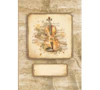 Blank Sheet Music Notebook for Violinist & Violist: 100 Pages with 5-Line Staves / Staffs || +3 Puzzles on "Music" || Antique Vintage Style || Appreciation Gift Idea for Violin Viola Player Teacher