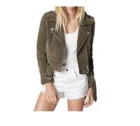 [BLANKNYC] Ropa de lujo para mujer, chaquetas de motocicleta de piel de gamuza, abrigos cómodos y elegantes, Hierba, S