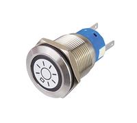 Blanko 207360 - Pulsador metálico con símbolo de luz e iluminación de anillo, abridor, 1 cerradura, color blanco, 19 mm