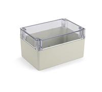 Blanko Caja modular, carcasa universal de plástico ABS con tapa transparente, carcasa multiusos con puntos de montaje para placas de circuitos, clase de protección IP 65, 160 x 110 x 90 mm, color gris