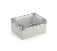 Blanko Caja modular universal de plástico ABS con tapa transparente, carcasa multiusos con puntos de montaje para placas de circuitos, clase de protección IP 65, 115 x 90 x 55 mm, color gris claro
