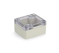 Blanko Caja modular universal de plástico ABS con tapa transparente, carcasa multiusos con puntos de montaje para placas de circuitos, clase de protección IP 65, 64 x 58 x 35 mm, color gris claro