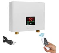 BLANKX 3KW Mini Calentador de Agua Electrico Instantaneo Temperatura Constante Calentador de Agua Eléctrico sin Tanque con Pantalla Digital de Control Remoto,White-3000Wto110V