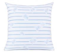 Blanrêve - Almohadas de Antan Natural - Percal Tradition - Comodidad mullida - Cuidado Sencillo - 60 x 60 cm - Blanco/Azul - Fabricado en Francia
