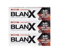 BlanX Black Volcano - Pasta de dientes blanqueadora con liquen islandés y ceniza volcánica, 75 ml x 3, vegana y antibacteriana