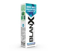 BlanX, Dentífrico Nordic White, pasta de dientes blanqueadora antimanchas, con minas nórdicas 100% naturales, acción calmante, blanqueador y regenerador, frescura inmediata, formato 75 ml, 1 paquete