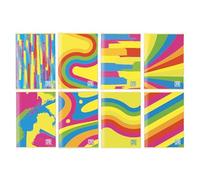Blasetti -10 Maxi cuadernos One Color FANTAFLUO con Jolly Page. Papel de 80 g, 80 caras + guarda,cubierta 7 colores neón con plastifación mate, paquete que contiene colores surtidos-Cuadrados 4M