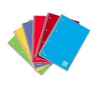 Blasetti One Color - Cuaderno con espiral lateral formato A4 con agujeros de archivo, Pack 5 Libretas, Papel 80gr, Tapa Dura - Rayado 1R (Rayas)