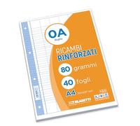 Blasetti Repuestos Reforzados - Paquete de 40 hojas cuadriculadas formato A4, Rayado 0A, hojas de repuesto para archivadores y carpetas de anillas, hojas de papel recargables de 80gr