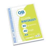 Blasetti Repuestos Reforzados - Paquete de 40 hojas cuadriculadas formato A4, Rayado 0B, hojas de repuesto para archivadores y carpetas de anillas, hojas de papel recargables de 80gr