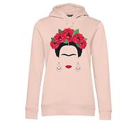 Blasfemus Sudadera con capucha para mujer Frida Kahlo Oficial rosas rojas y pendientes, Soft-rose, S