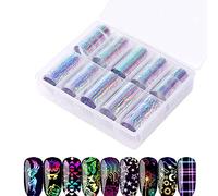 BLASHRD 1 Caja / 10 Rollo de UñAs de Arte Pegatinas de UñAs de Arte de Transferencia Pegatinas 3D Mixta Etiqueta de UñAs