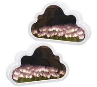 BLASHRD 2 Juegos de LáMpara de TulipáN con Espejo de Nube Hecho A Mano, Luz de TulipáN DIY, Luces de Flores de SimulacióN, Decoraciones para HabitacióN, Color