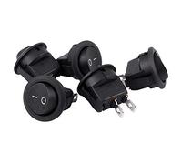 BLASHRD 5 Pcs SPST Boton negro On/Off interruptor Redondo de AC 6A/250V 10A/125V