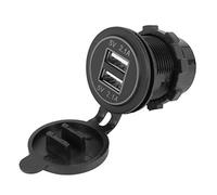 BLASHRD 5V 4.2A Dual 2USB Cargador Adaptador de Enchufe de Corriente para Motocicleta Coche 12V 24V (Azul)