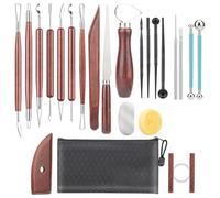 BLASHRD Herramientas para Esculpir Arcilla, Kit BáSico de Herramientas para Tallar CeráMica de Arcilla con Manejars de Madera y Bolsa de Herramientas para Tallar y Moldear