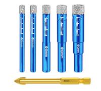 BLASHRD Juego de 5 Brocas de Diamante Seco para Azulejos de Porcelana, Brocas de CeráMica para Materiales Duros de Vidrio, CeráMica