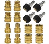 BLASHRD Juego de Adaptadores para Lavadora A PresióN de 16 Piezas, Kit de DesconexióN RáPida, M22 A ConexióN RáPida de 3/8 Pulgadas, 3/4 Pulgadas A LiberacióN RáPida