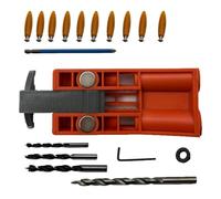 BLASHRD Juego Localizador de Orificios Oblicuos para CarpinteríA, Perforadora Doble Orificio de 9,5 mm, Broca para CarpinteríA, Accesorio PerforacióN, Herramientas Trabajar la Madera