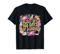 Blast Off 100 Days of School Retro Space Boys Girls Teacher Camiseta