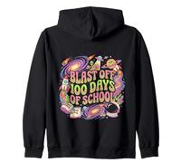 Blast Off 100 Days of School Retro Space Boys Girls Teacher Sudadera con Capucha
