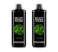 BLATTWERK Pure - 2x 1L: fertilizante 100% orgánico y vegano, completos nutrientes líquidos de hierbas, para plantas de interior y jardín, con aminoácidos, ácidos lácticos, azúcares y minerales.